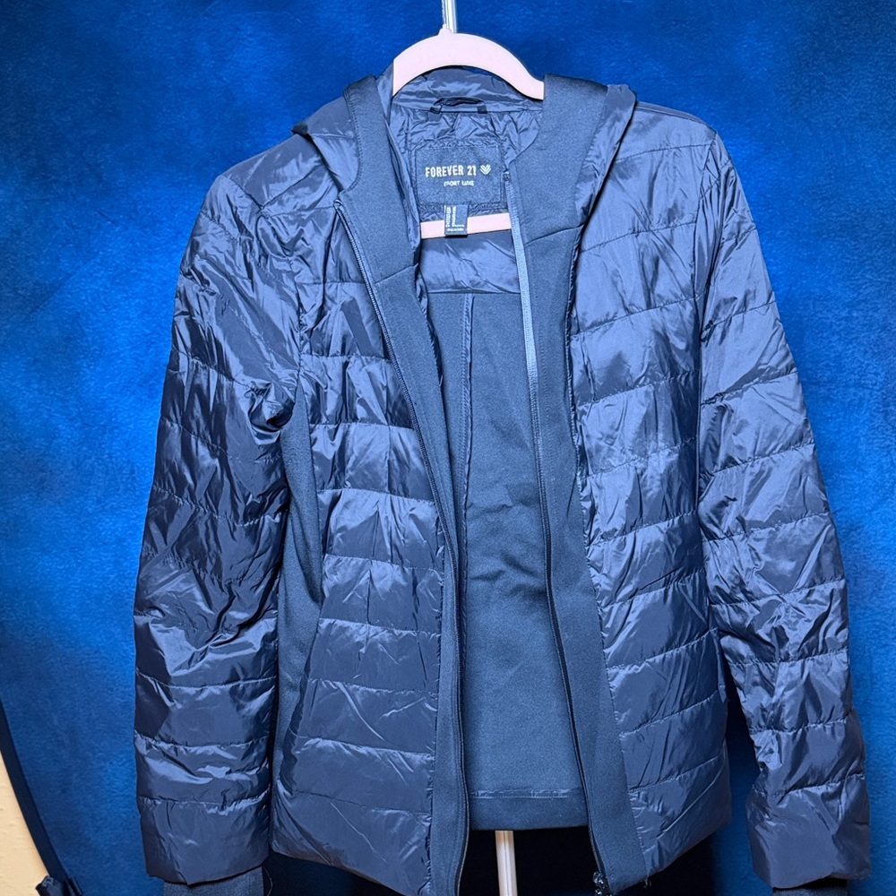 Forever 21 Sport LUXE Navy Quilted Jacket